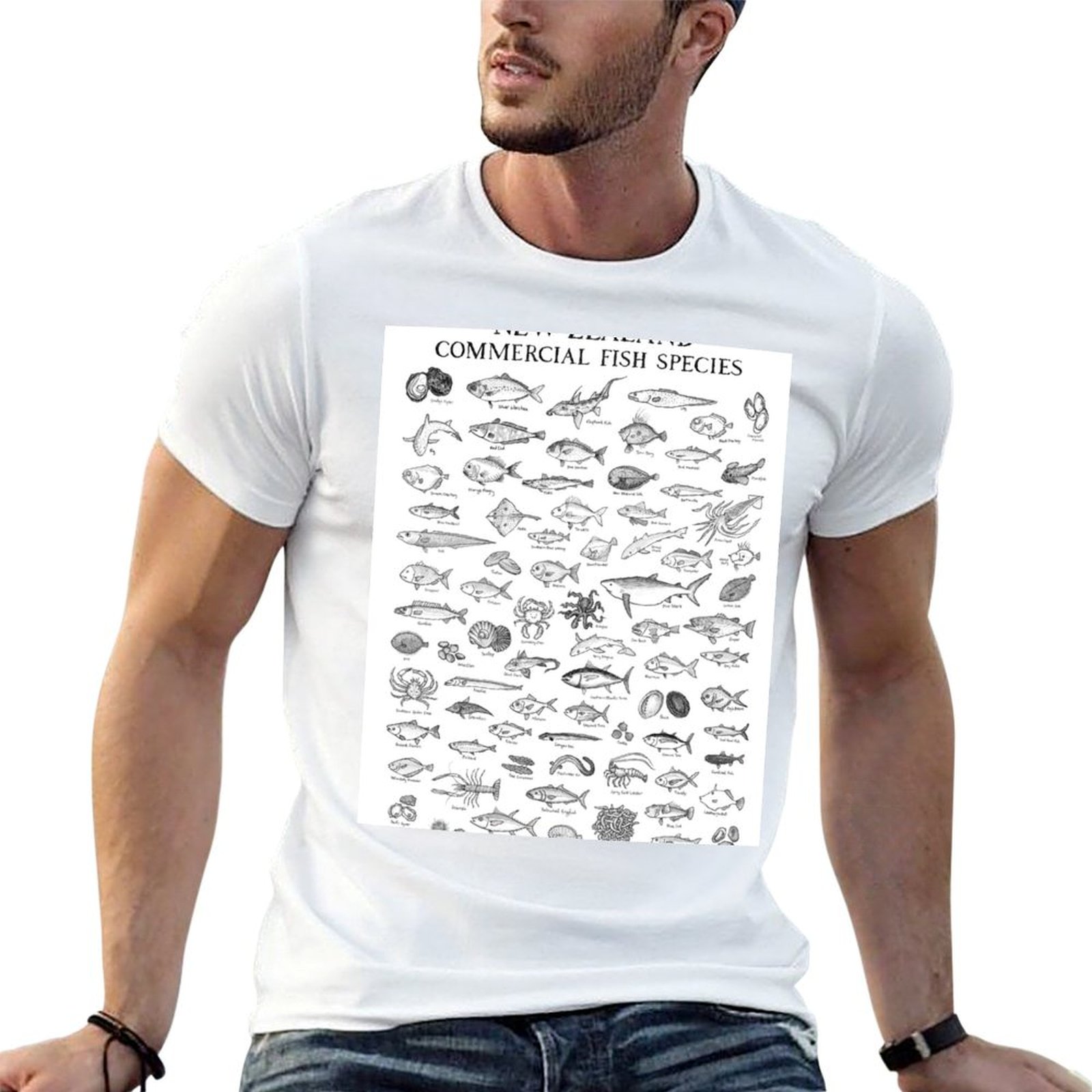 Commercial Shirt Printing - 뉴질랜드 상업용 어류 종 티셔츠 기본
